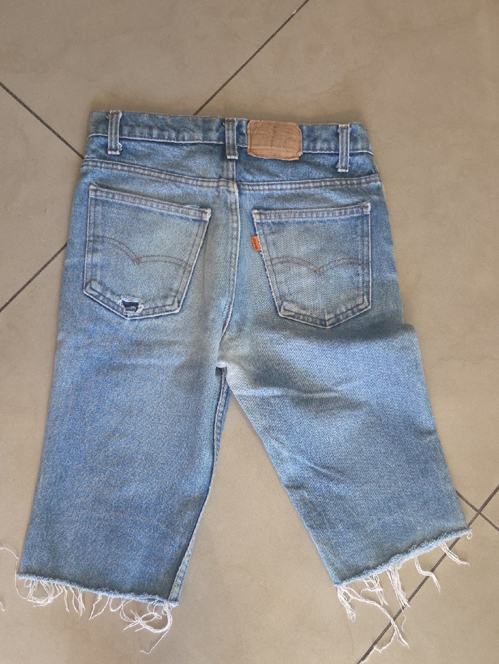 Vintage Levi's Light  719 Blue Frayed Hem Denim Cutoff Shorts 1980's Premium